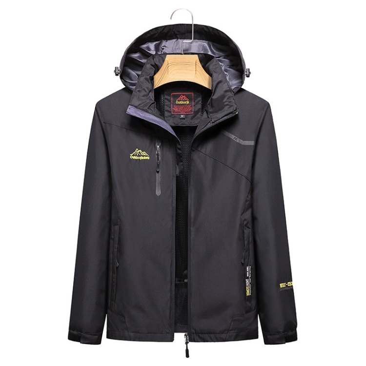 Ladys Outdoor Sports Single Layer Stormsuit Wear Resistant Breathable Waterproof Windproof Couple Mountaineering Suit (Color:Black Size:XL)