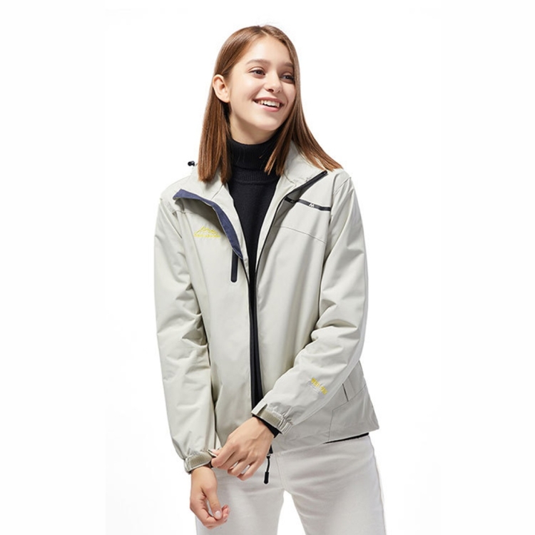 Ladys Outdoor Sports Single Layer Stormsuit Wear Resistant Breathable Waterproof Windproof Couple Mountaineering Suit (Color:Ivory White Size:XXXXL)