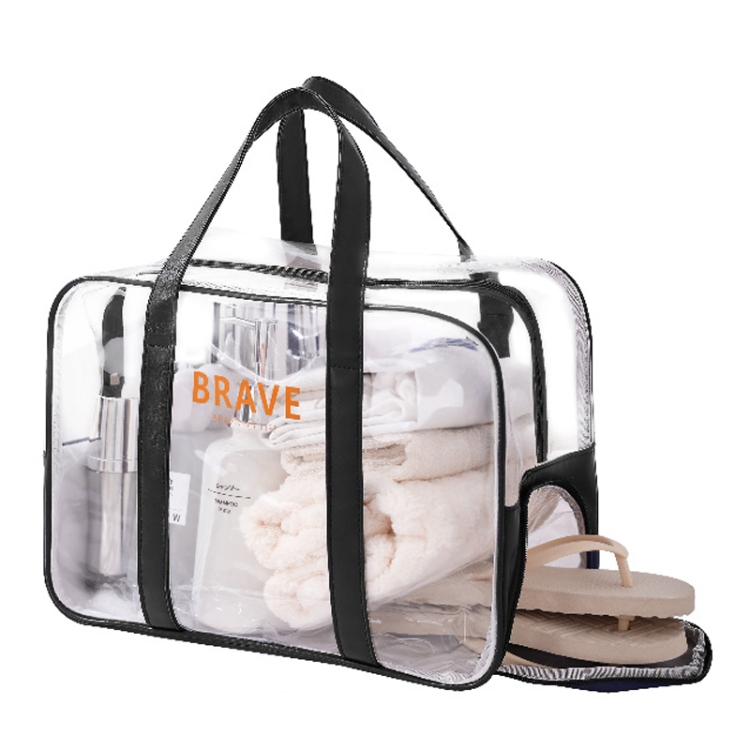 Large Capacity Sports Tote Swimming Bag Waterproof Toiletry And Makeup Organizer Bag(Black)