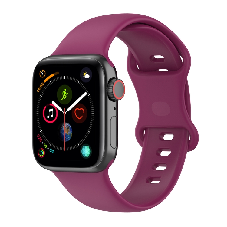 Large Size Silicone Watch Band For Apple Watch Series Series 9&8&7 41mm / SE 3&SE 2&6&SE&5&4 40mm / 3&2&1 38mm(Red Wine)