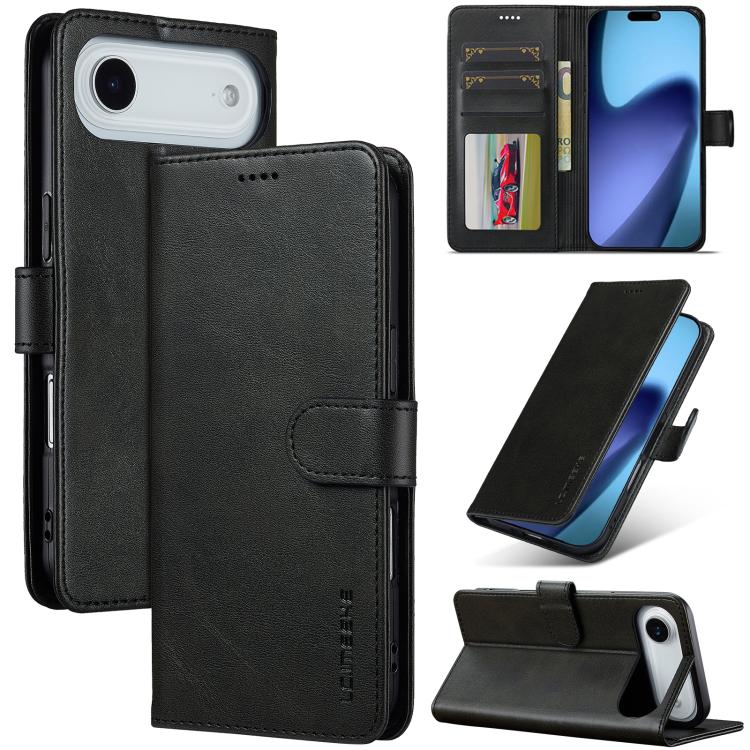 LC.IMEEKE Calf Texture Horizontal Flip Leather Case For iPhone Air(Black)