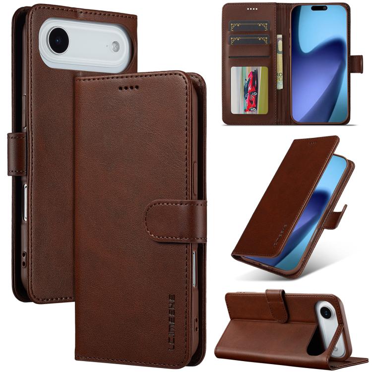 LC.IMEEKE Calf Texture Horizontal Flip Leather Case For iPhone Air(Brown)