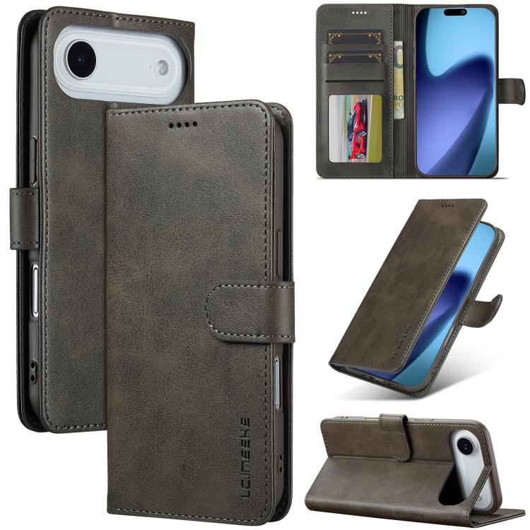 LC.IMEEKE Calf Texture Horizontal Flip Leather Case For iPhone Air(Grey)