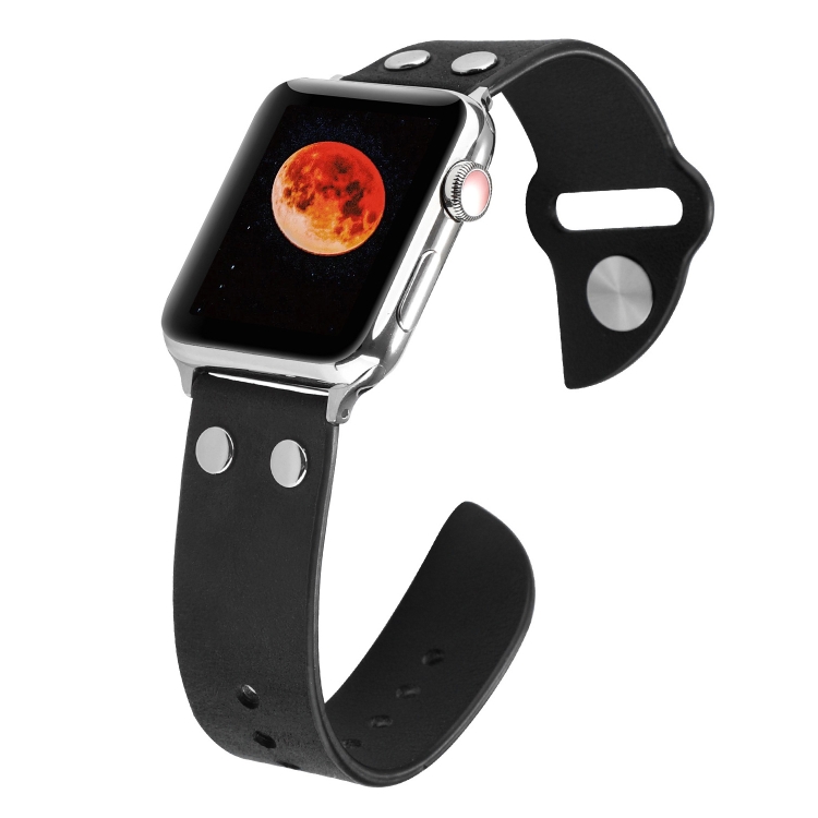 Leather Knife Watch Band For Apple Watch Ultra 49mm&Watch Ultra 2 49mm / Series 9&8&7 45mm / SE 3&SE 2&6&SE&5&4 44mm / 3&2&1 42mm(Black)