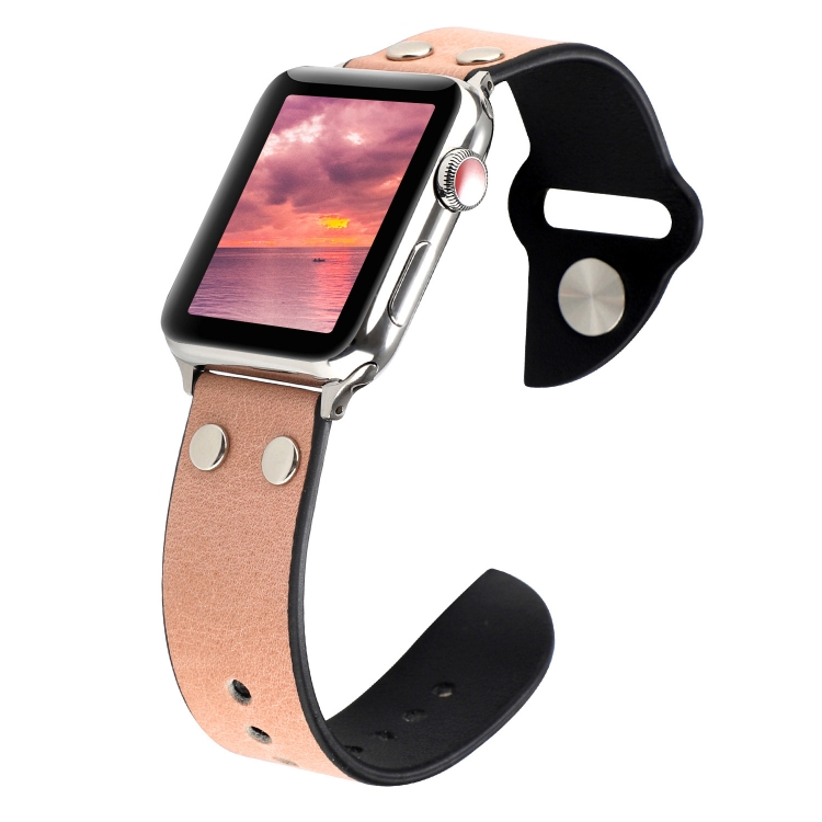 Leather Knife Watch Band For Apple Watch Ultra 49mm&Watch Ultra 2 49mm / Series 9&8&7 45mm / SE 3&SE 2&6&SE&5&4 44mm / 3&2&1 42mm(Pink)