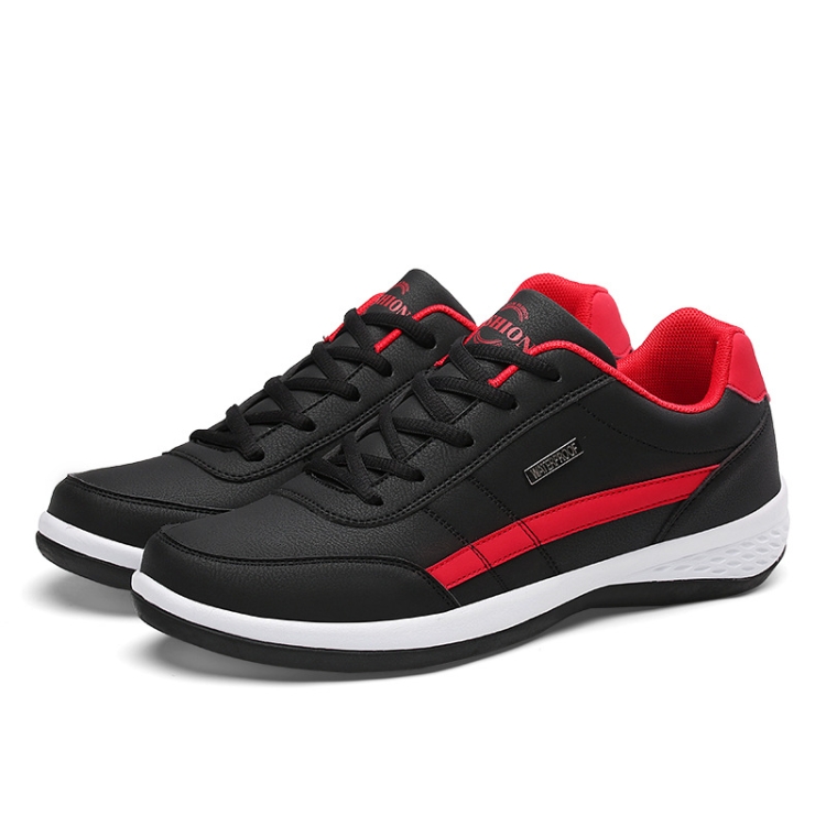 Leather Men Casual Shoes Breathable Leisure Male Sneakers All-Match Men Shoes, Size: 45(Black)