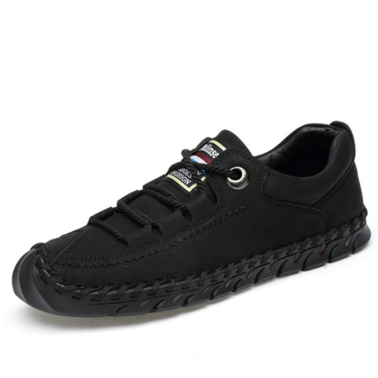 Leather Men Casual Shoes Outdoor Shoes, Size:43(Black)