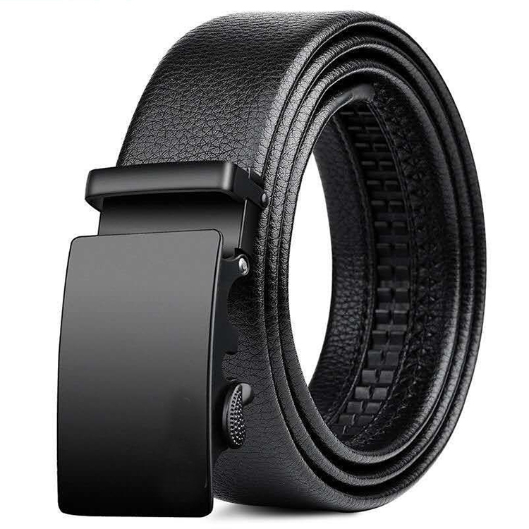 Leather Texture Belt Men Business Fashion Automatic Buckle Belt 120cm x 1(Square Buckle)