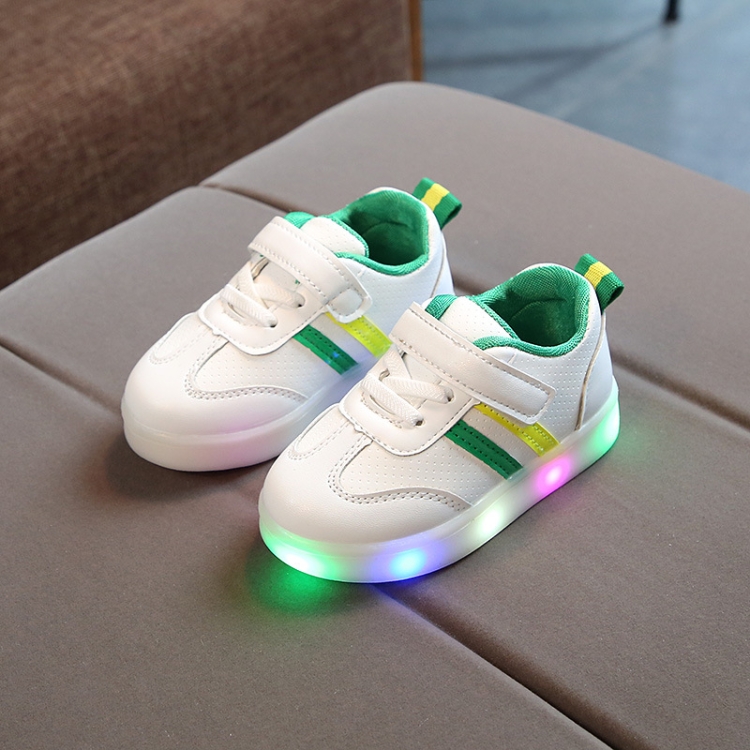 LED Light Up Casual Shoes Children Flat Board Shoes, Size: 26(Green)