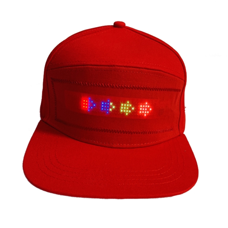 LED Luminous Advertising Hat DIY Words Pixel Lighting Rechargeable Bluetooth APP Control Scrolling Message Flexible Cap(Mixed Color Letter Red)