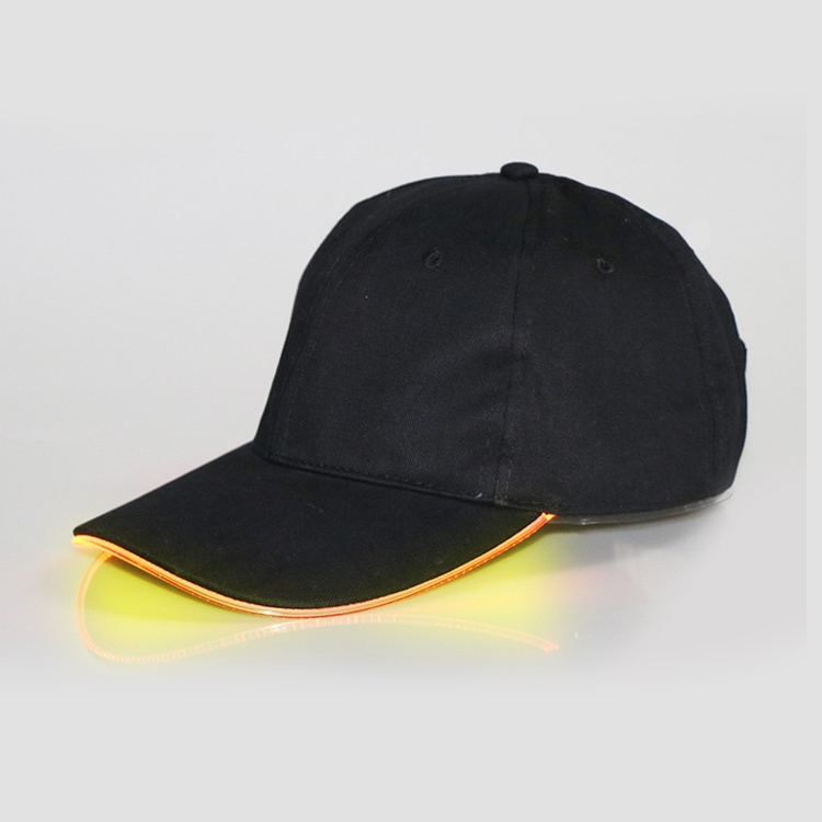 LED Luminous Baseball Cap Male Outdoor Fluorescent Sunhat, Style: Battery, Color:Black  Hat Yellow Light