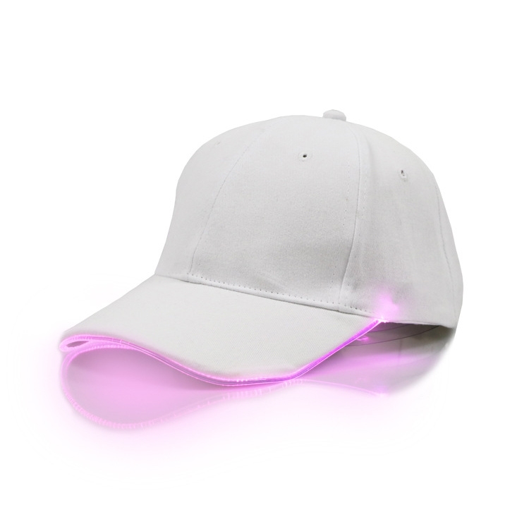 LED Luminous Baseball Cap Male Outdoor Fluorescent Sunhat, Style: Battery, Color:White Hat Pink Light