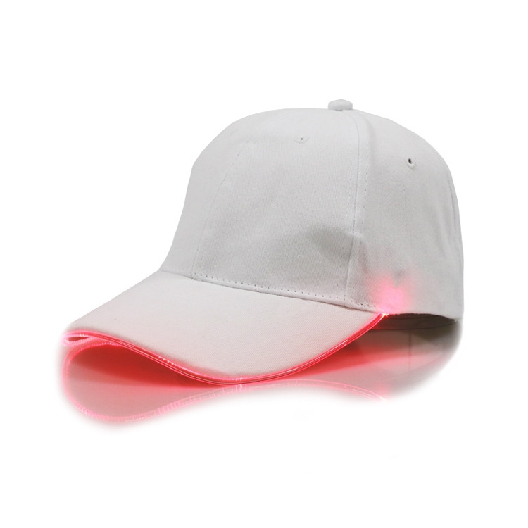 LED Luminous Baseball Cap Male Outdoor Fluorescent Sunhat, Style: Battery, Color:White Hat Red Light
