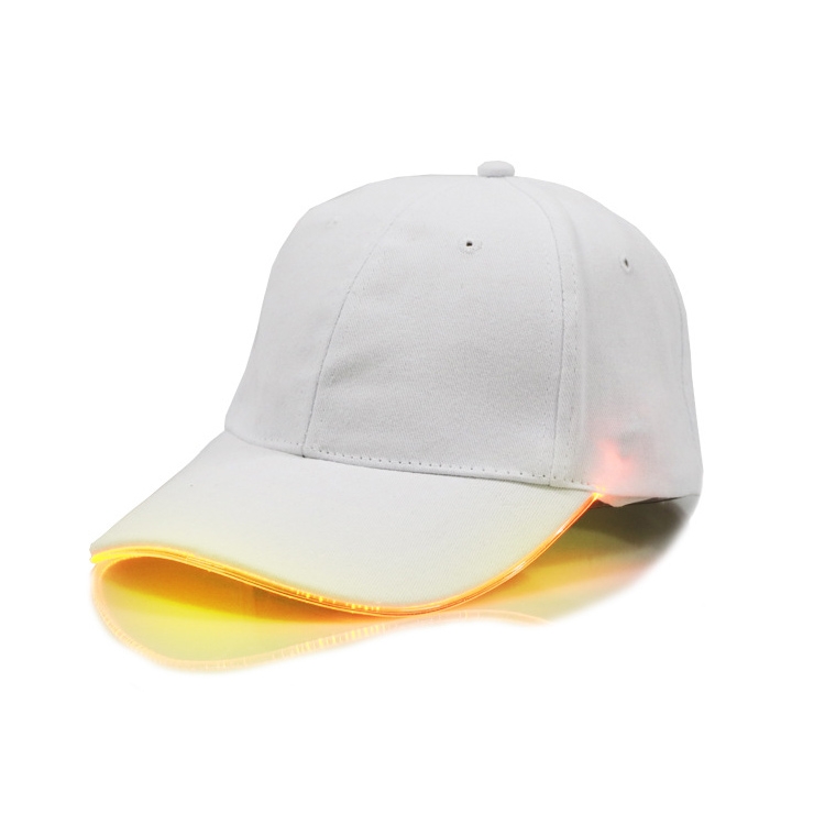 LED Luminous Baseball Cap Male Outdoor Fluorescent Sunhat, Style: Battery, Color:White Hat Yellow Light
