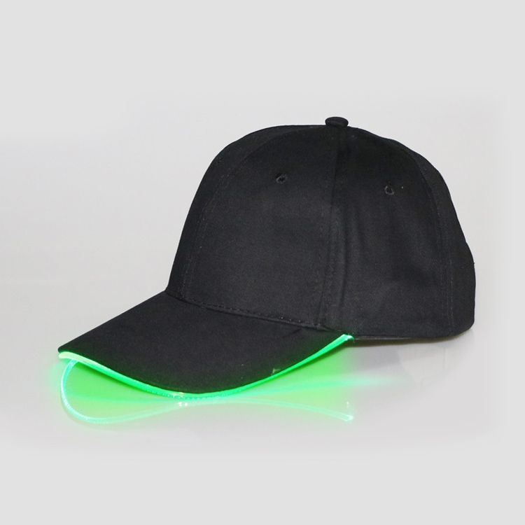 LED Luminous Baseball Cap Male Outdoor Fluorescent Sunhat, Style: Rechargeable, Color:Black Hat Green Light