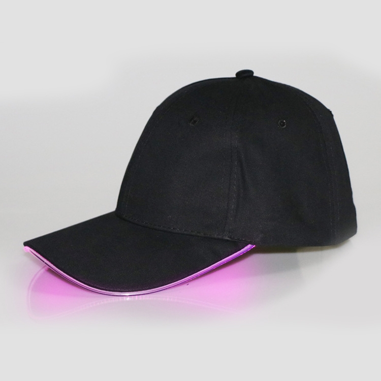LED Luminous Baseball Cap Male Outdoor Fluorescent Sunhat, Style: Rechargeable, Color:Black Hat Pink Light