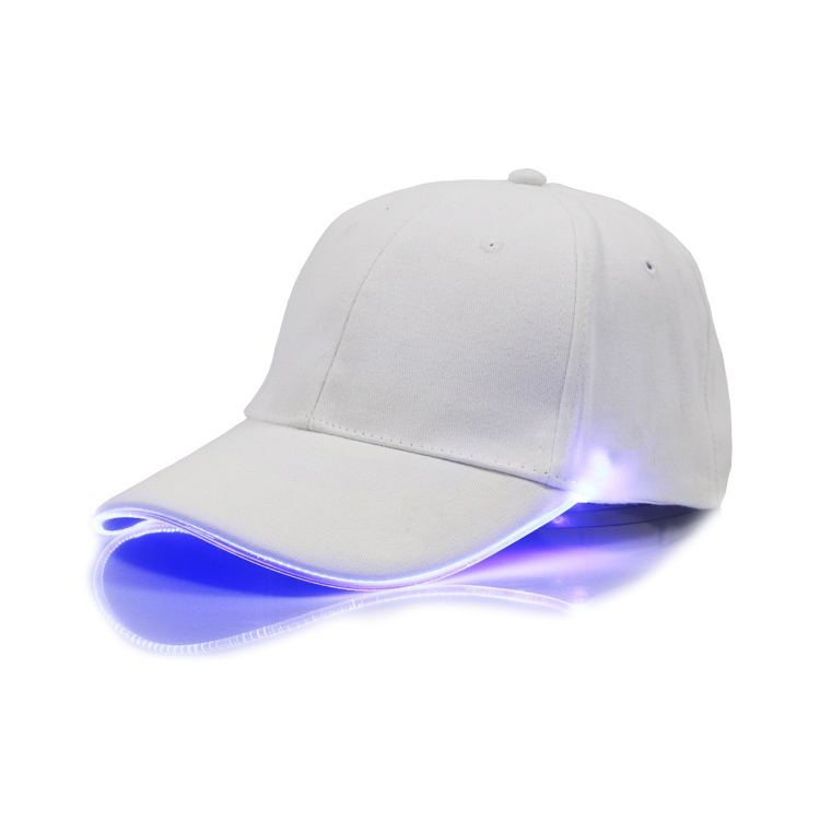LED Luminous Baseball Cap Male Outdoor Fluorescent Sunhat, Style: Rechargeable, Color:White Hat Blue Light