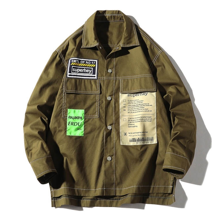 Leisure Art Port Wind Long Sleeve Shirt Jacket for Men (Color:Army Green Size:XXL)