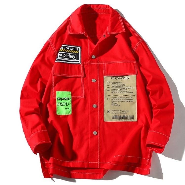 Leisure Art Port Wind Long Sleeve Shirt Jacket for Men (Color:Red Size:L)