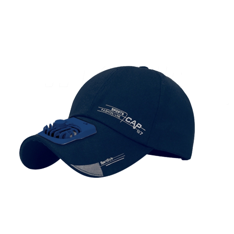 Letter Pattern Outdoor Travel Hats USB Charging Fan Caps Portable Sunshade Peaked Cap(Blue)
