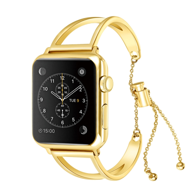 Letter V Shape Bracelet Metal Wrist Watch Band with Stainless Steel Buckle for Apple Watch Series 10 42mm / 9&8&7 41mm / SE 3&SE 2&6&SE&5&4 40mm / 3&2&1 38mm(Gold)