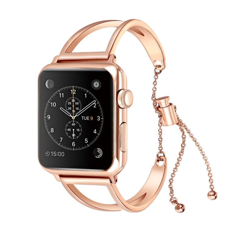Letter V Shape Bracelet Metal Wrist Watch Band with Stainless Steel Buckle for Apple Watch Ultra 49mm&Watch Ultra 2 49mm / Series 10 46mm / 9&8&7 45mm / SE 3&SE 2&6&SE&5&4 44mm / 3&2&1 42mm(Rose Gold)