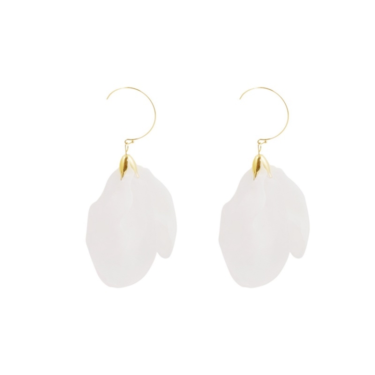 Long Exaggerated Fabric Art Handmade Petal Earrings, Color: E1908-20 White