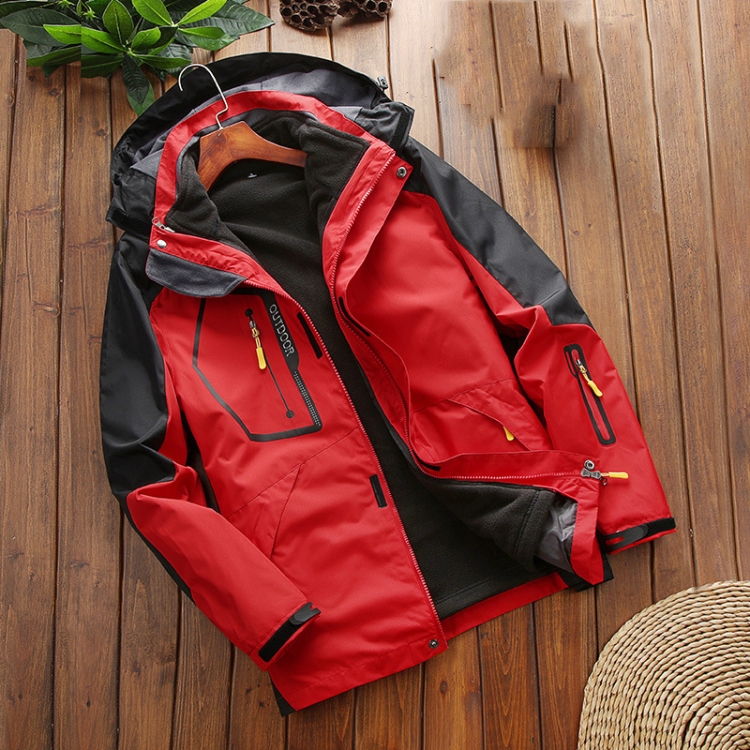 LSM-121 Men Autumn And Winter Jackets Grab Fleece Inner Lining Outdoor Hiking Clothes, Size: 4XL(Red)