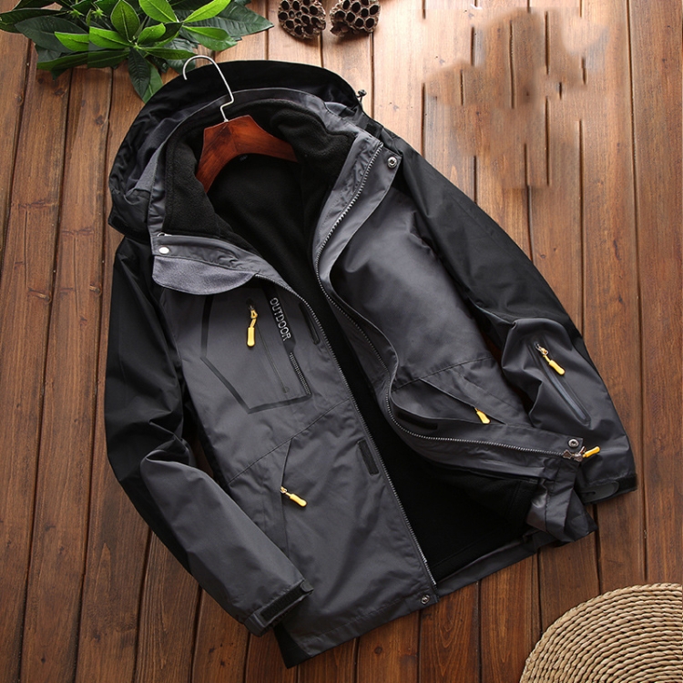 LSM-121 Men Autumn And Winter Jackets Grab Fleece Inner Lining Outdoor Hiking Clothes, Size: 6XL(Deep Gray)