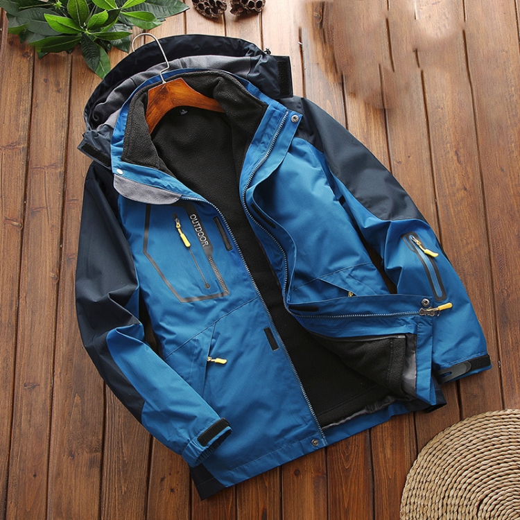 LSM-121 Men Autumn And Winter Jackets Grab Fleece Inner Lining Outdoor Hiking Clothes, Size: XL(Denim Blue)