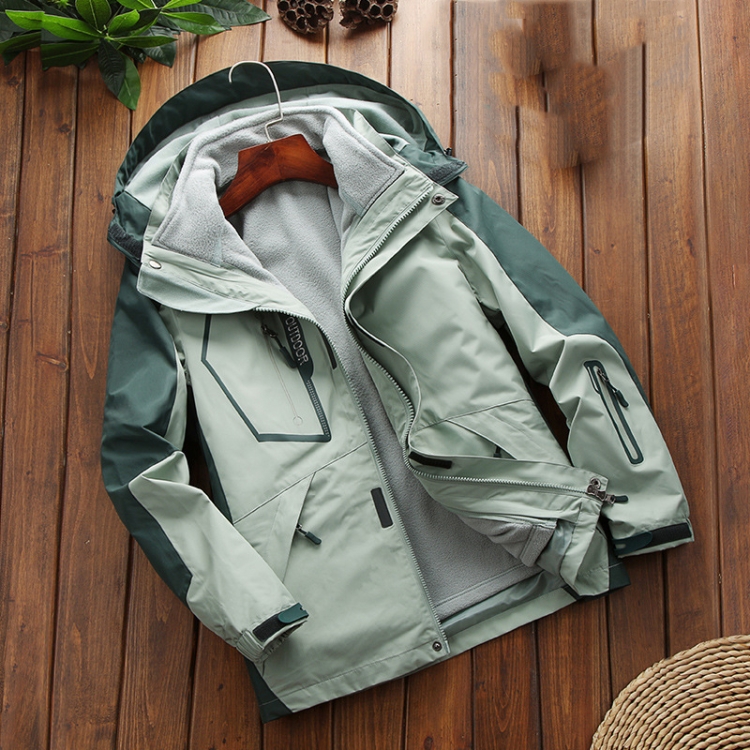 LSM-121 Women Autumn And Winter Jackets Grab Fleece Inner Lining Outdoor Hiking Clothes, Size:M(Green)