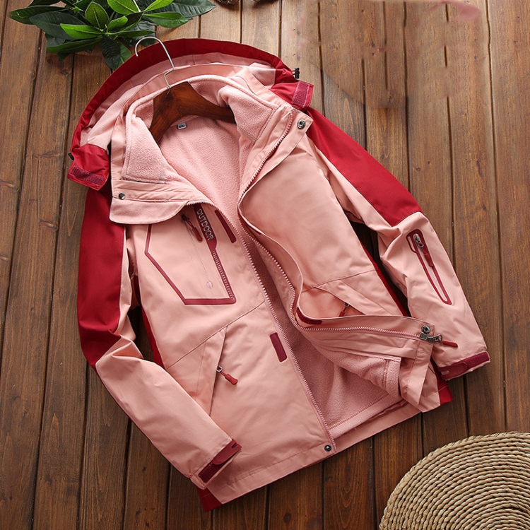 LSM-121 Women Autumn And Winter Jackets Grab Fleece Inner Lining Outdoor Hiking Clothes, Size:M(Pink)