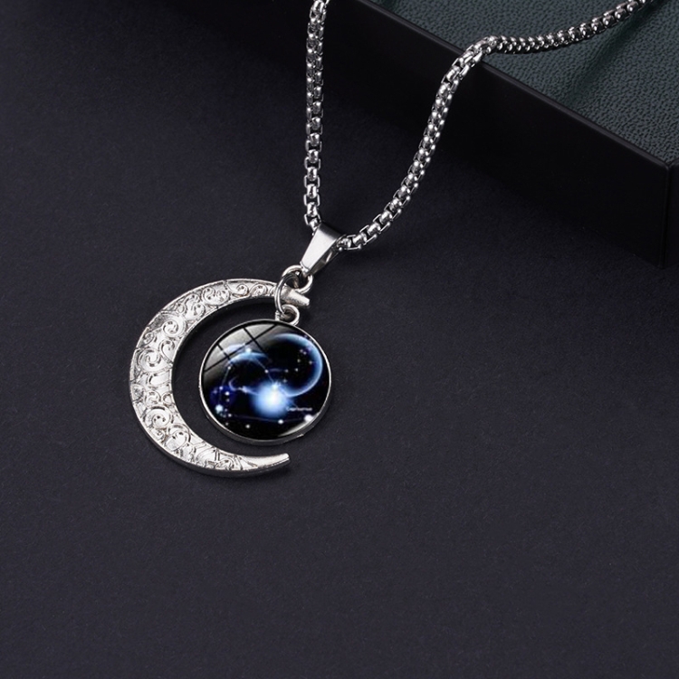 Luminous Zodiac Moon Titanium Steel Necklace Personalized Moon Pendant(Capricorn)