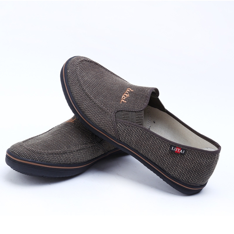 LuTai Men Loafers Rubber Sole Shoes Breathable Wear-Resistant Casual Shoes, Size: 44(1216 Gray)