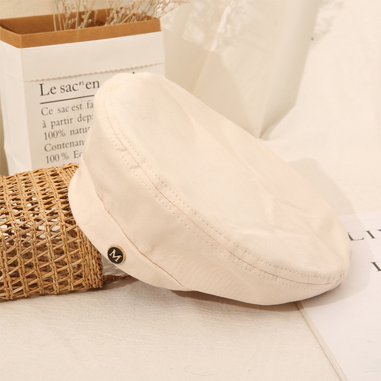 M Label Ladies Beret Octagonal Hat, Size: M (56-58cm)(Beige)