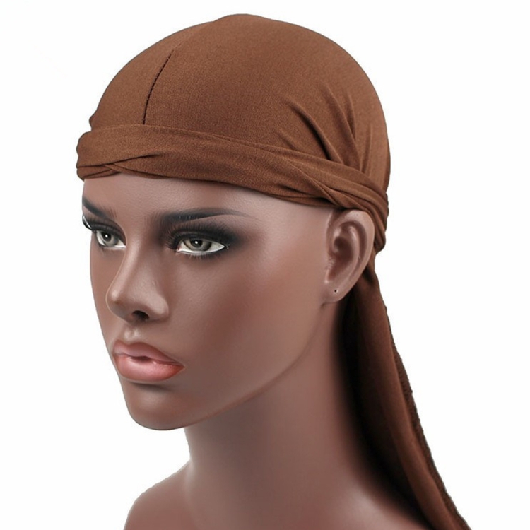 Male Street Basketball Headscarf Hip Hop Elastic Long-tailed Hat(Coffee)