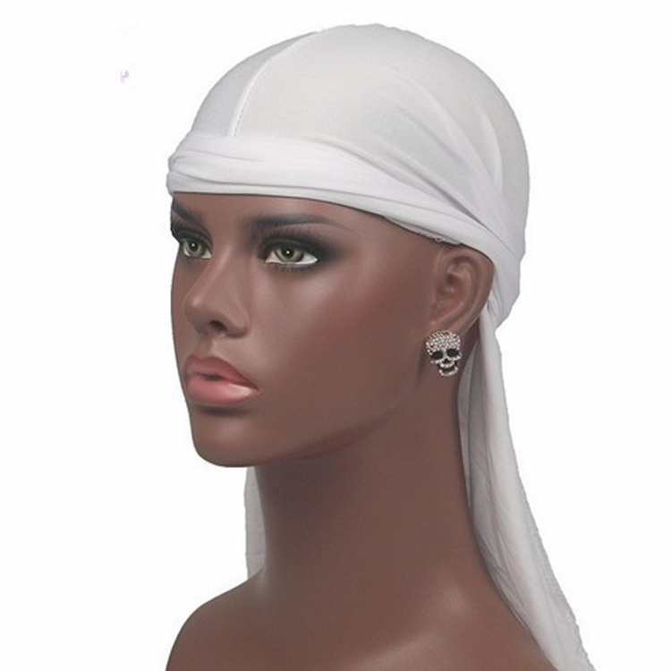 Male Street Basketball Headscarf Hip Hop Elastic Long-tailed Hat(White)
