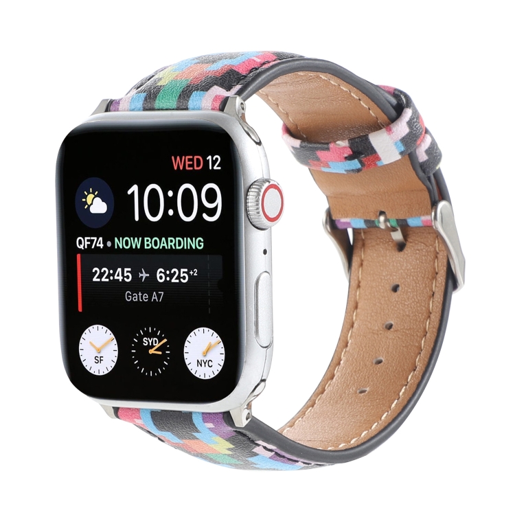 Marble Ethnic Style Printed Leather Watch Band For Apple Watch Series 9&8&7 41mm / SE 3&SE 2&6&SE&5&4 40mm / 3&2&1 38mm(Print Digital)