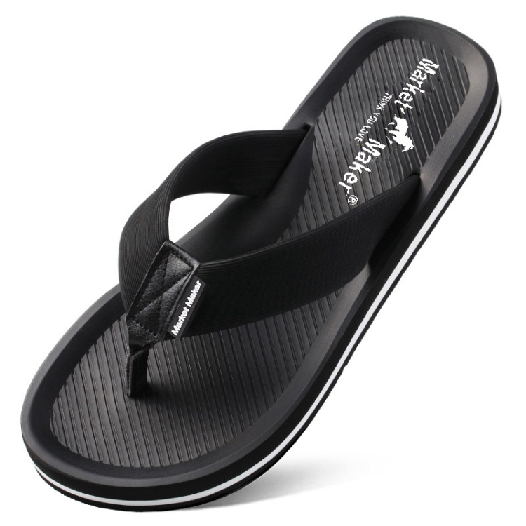 Market Maker MM0152RM Men Soft Sole Flip-Flops, Size: 41-42(Black)