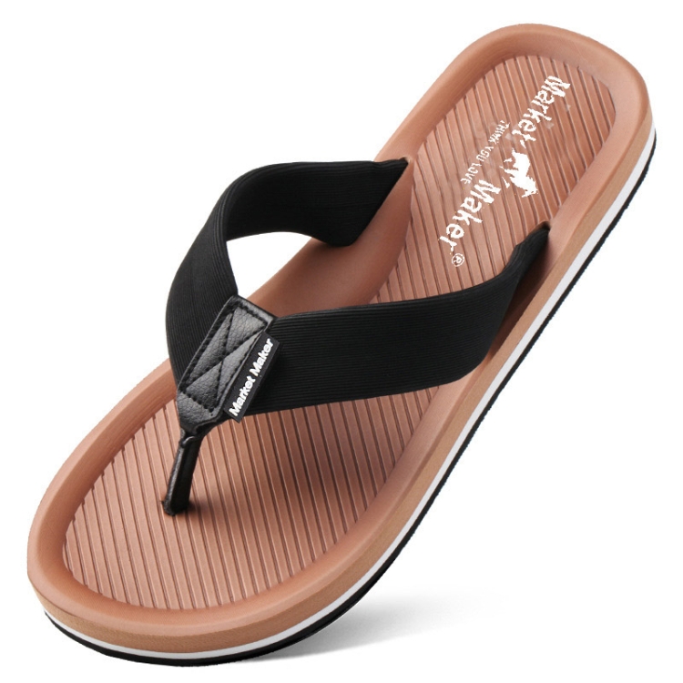 Market Maker MM0152RM Men Soft Sole Flip-Flops, Size: 43-44(Brown)