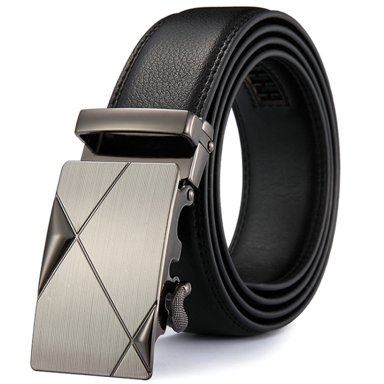 Men Automatic Buckle Belt Leather Waistband Business Style Trouser Belt Model 4