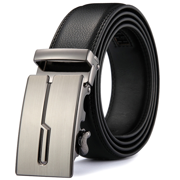 Men Automatic Buckle Belt Leather Waistband Business Style Trouser Belt Model 8