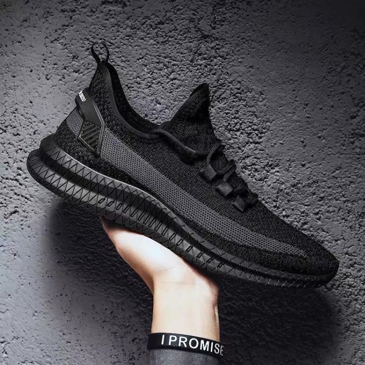 Men Breathable Sneakers Fly Woven Casual Mesh Shoes, Size: 44(Feather Black)