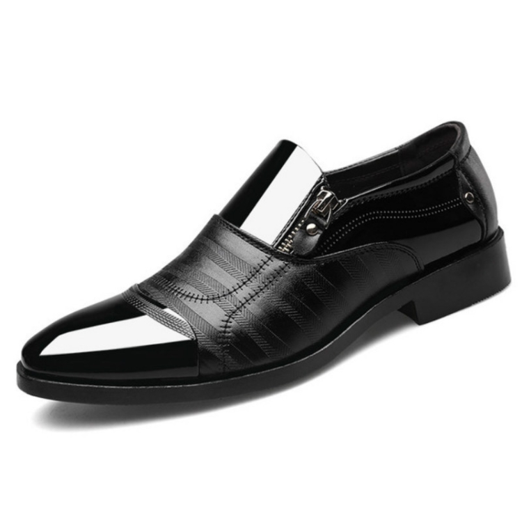 Men Business Dress Pointed Toe Slip-On Shoes, Size:41(Black)