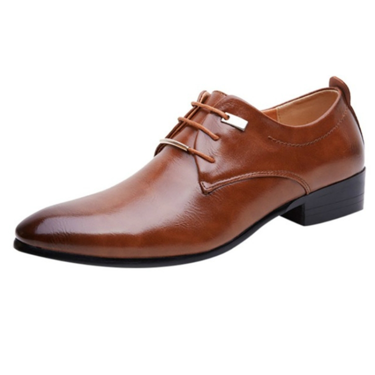 Men Business Dress Shoes Pointed Toe Men Shoes, Size:39(Brown)