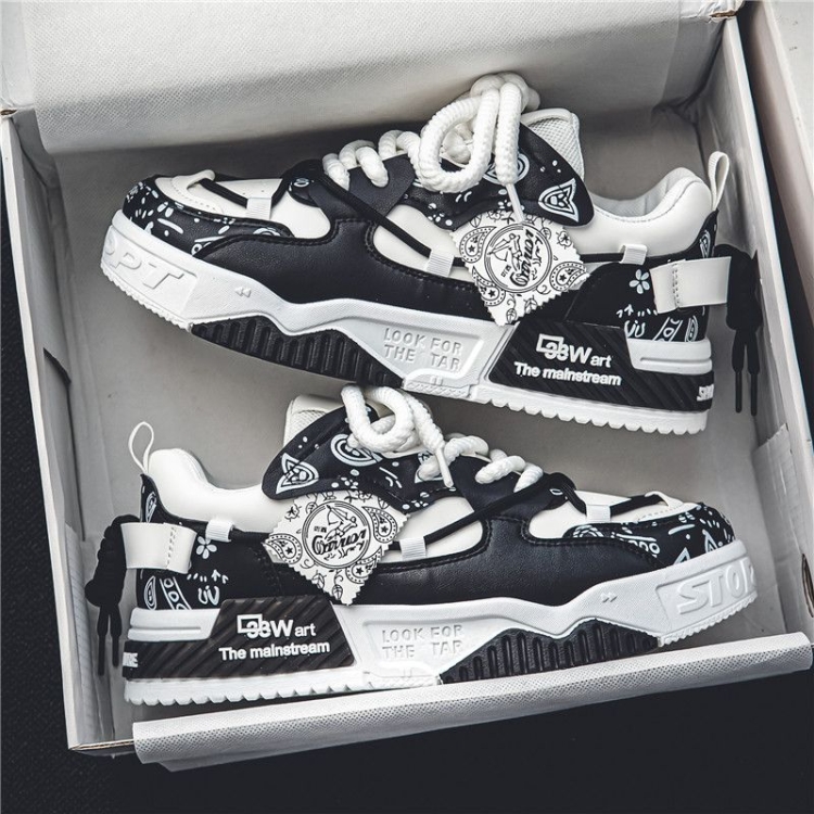 Men Casual Board Shoes Sneaker Versatile Sports Thick Sole Height Increasing Trend Shoes, Size: 41(White Black)