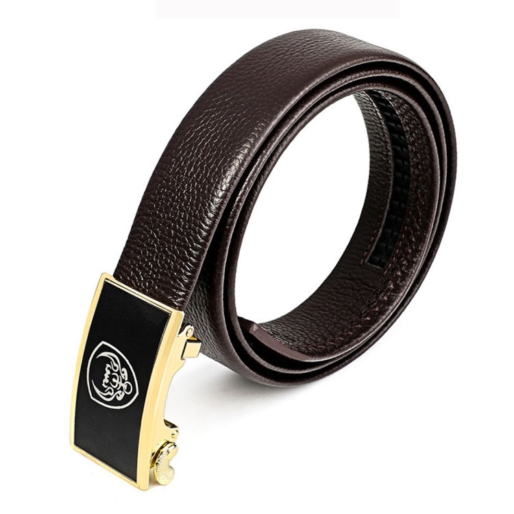 Men Casual Cow Leather Belt Waistband with Buckle Head, Length: 130cm(Brown)