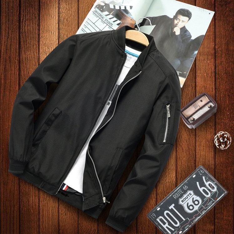 Men Casual Fashion Jacket (Color:Black Size:L)