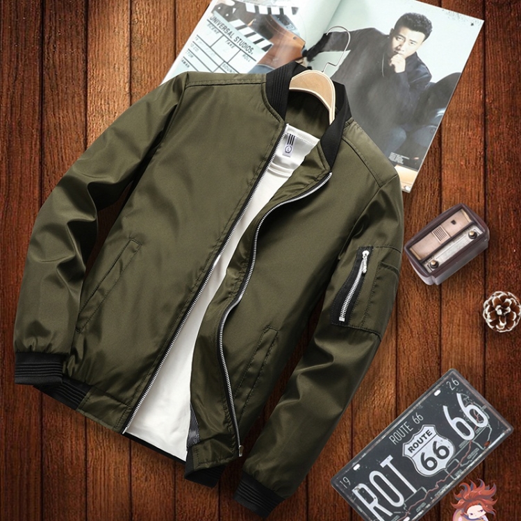 Men Casual Fashion Jacket (Color:Green Size:XXL)