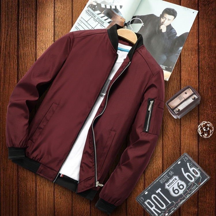 Men Casual Fashion Jacket (Color:Red Size:XL)